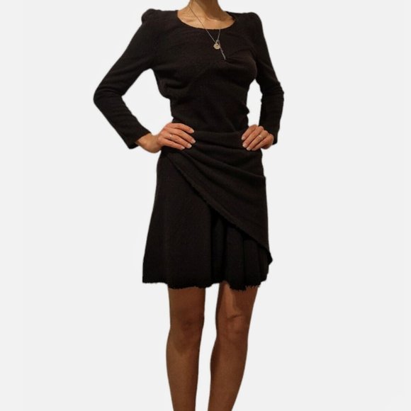 Isabel Marant Etoile Wool Blend Long Sleeve Dress Black Size 2 - Picture 1 of 5